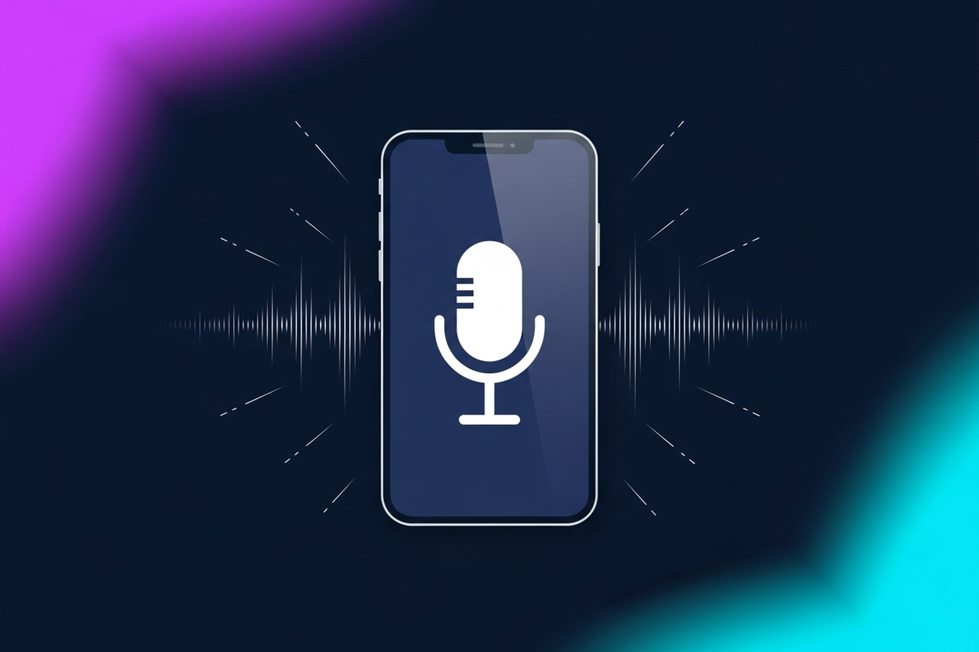 Person holding a smartphone with a lavalier microphone attached, recording a podcast in a quiet home office