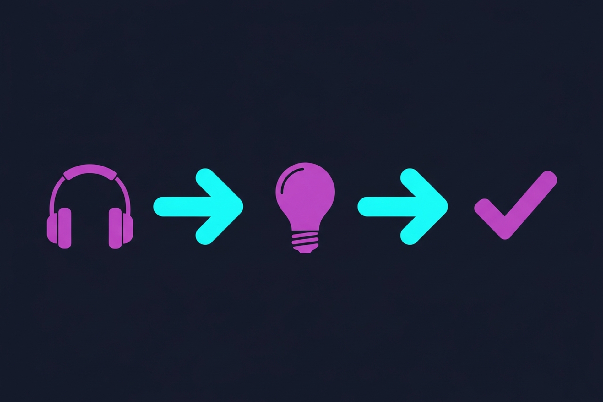 Abstract AI sound waves and microphone graphic on dark navy background with cyan and purple gradients