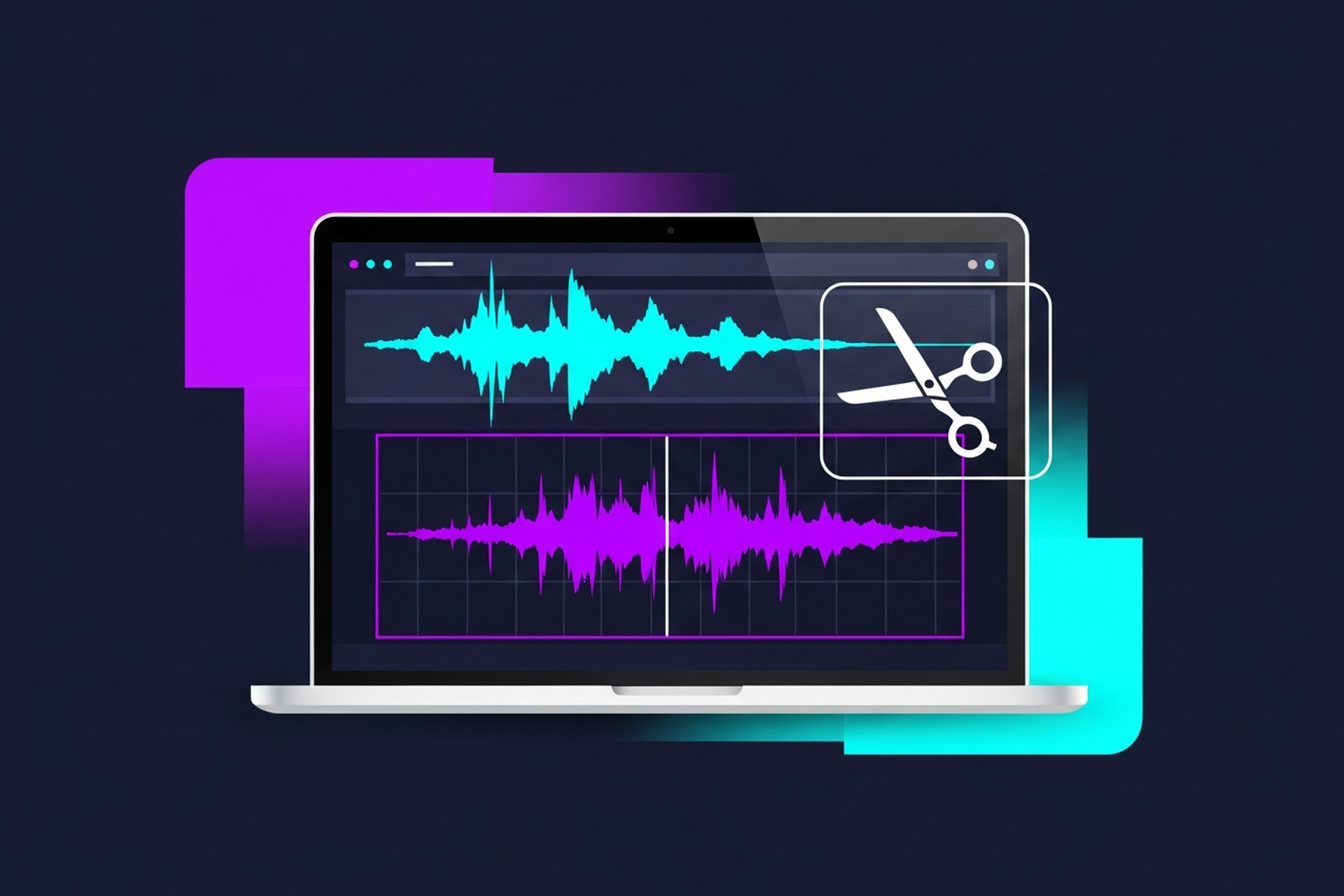 Side-by-side comparison of free podcast editing software tools including Audacity, GarageBand, and Descript laid out on a dark background
