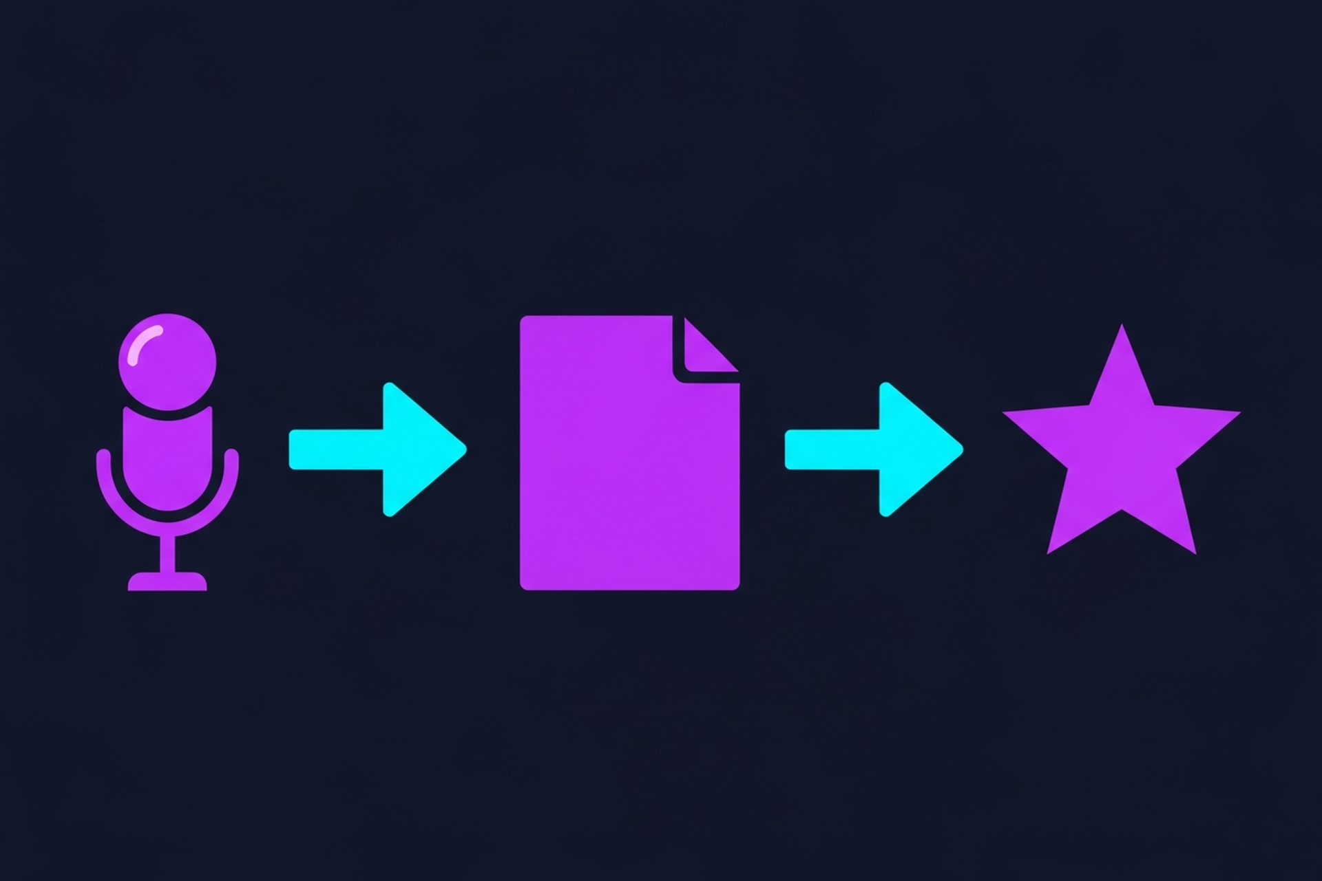 Video recording with text transcript lines flowing from audio waves on dark background