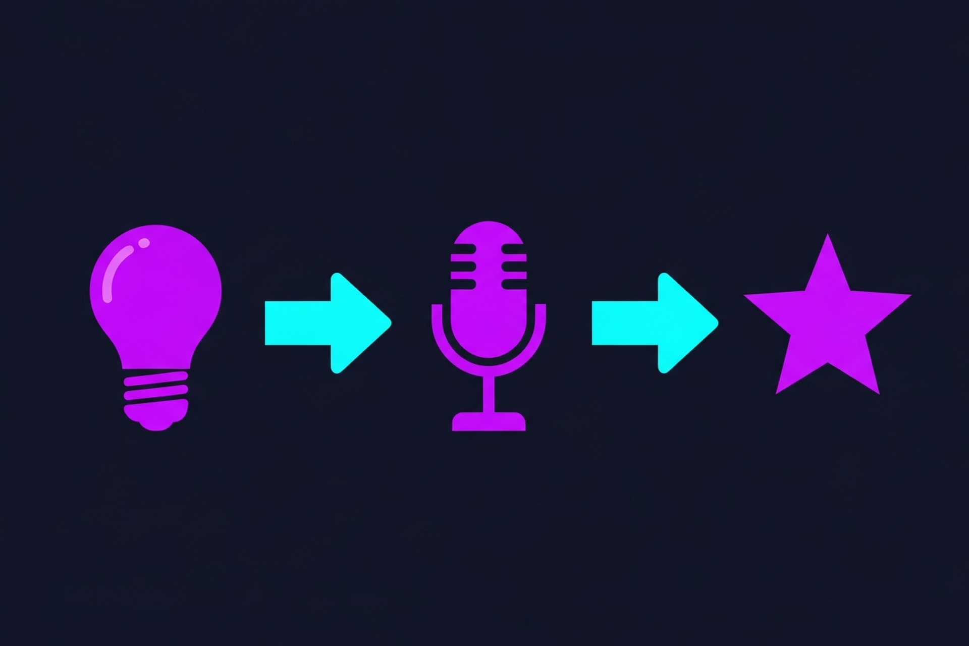 Musical notes and audio frequency visualization on a dark navy background with purple to cyan gradient tones