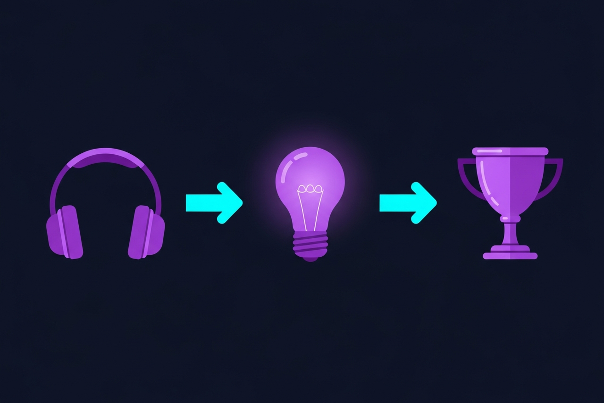 Podcast production dashboard with waveform display and recording controls on a dark navy and purple gradient interface