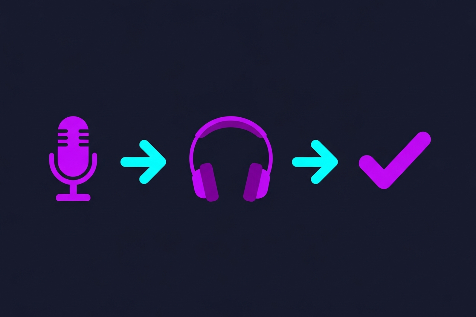 Two podcast hosts recording from different locations with waveforms connecting them