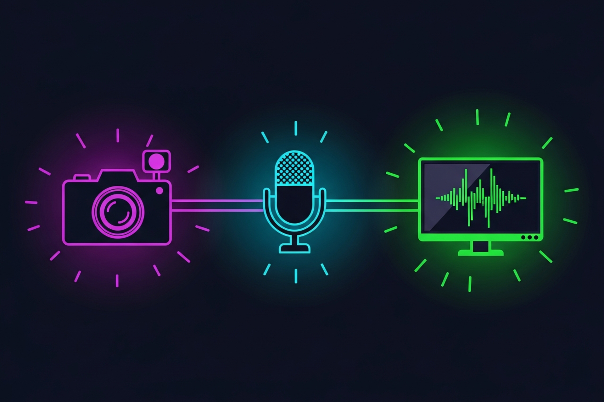 Camera and microphone setup on a desk for recording a video podcast episode