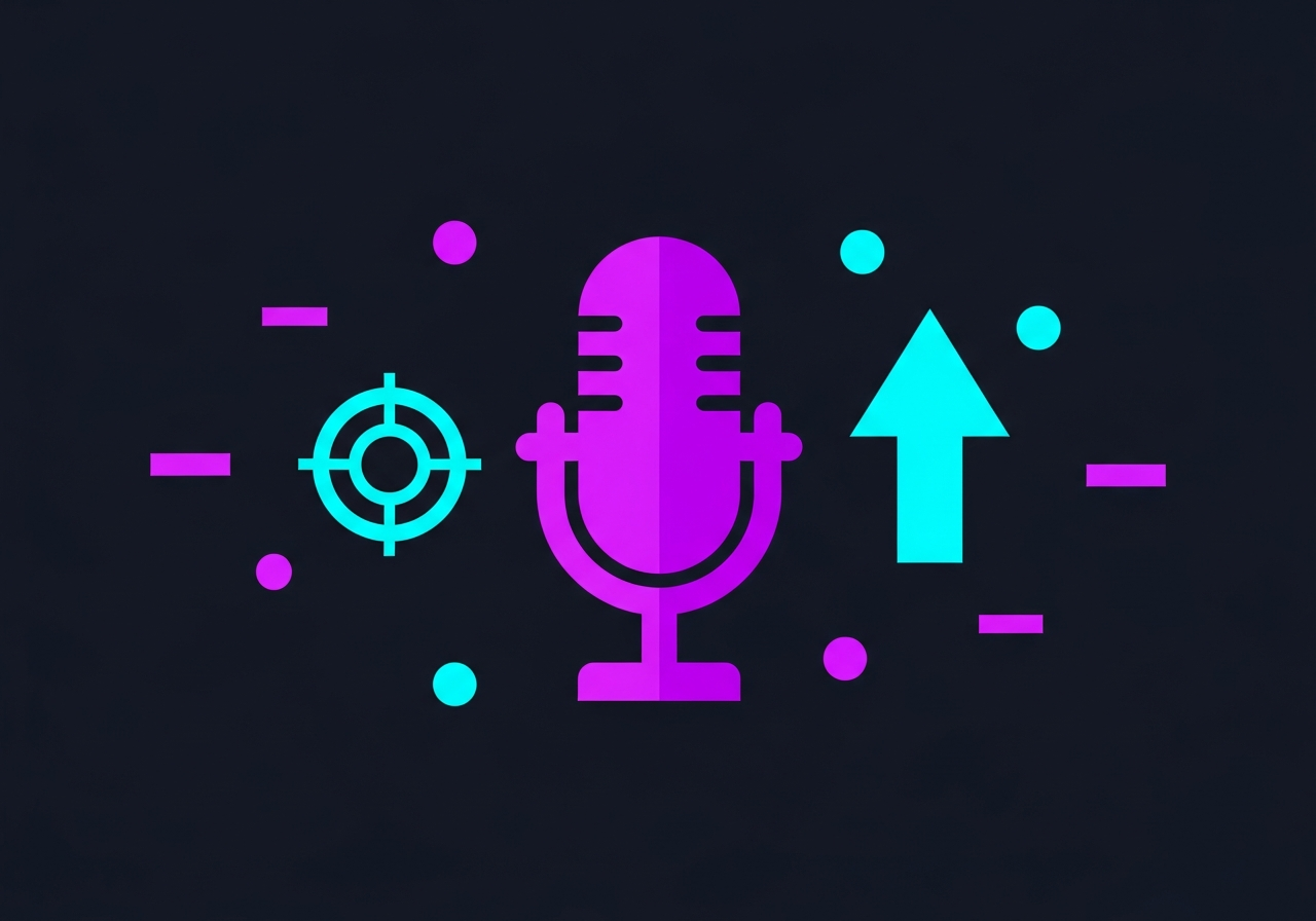 B2B podcast production workflow diagram showing ICP definition through pipeline attribution