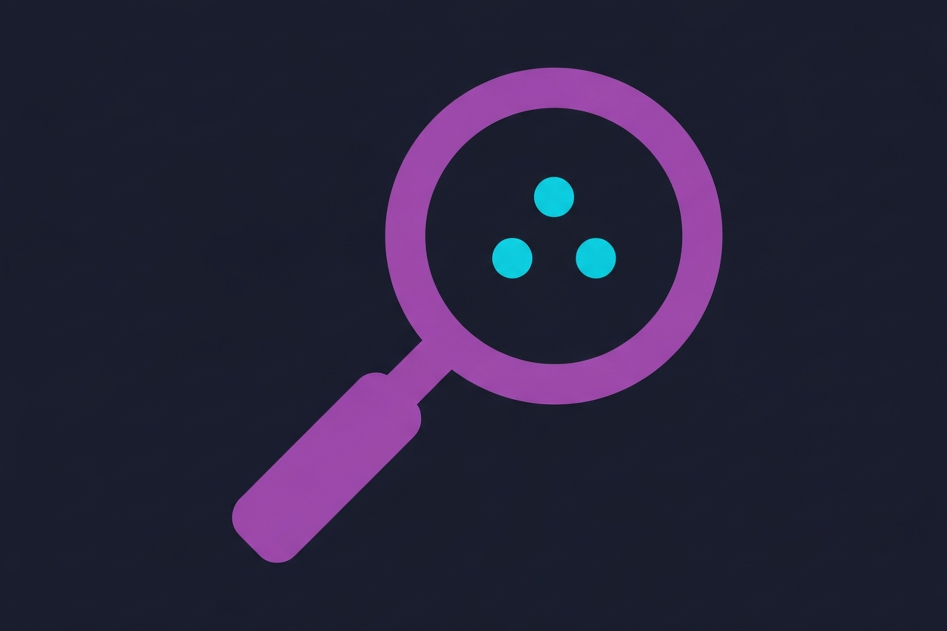 Flat design illustration of a search interface with podcast waveforms and audience targeting icons on a dark navy background with purple and cyan accents