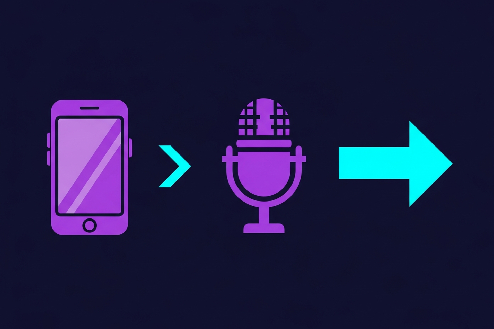 Android phone screen showing audio recording waveform app with a microphone icon on a dark interface