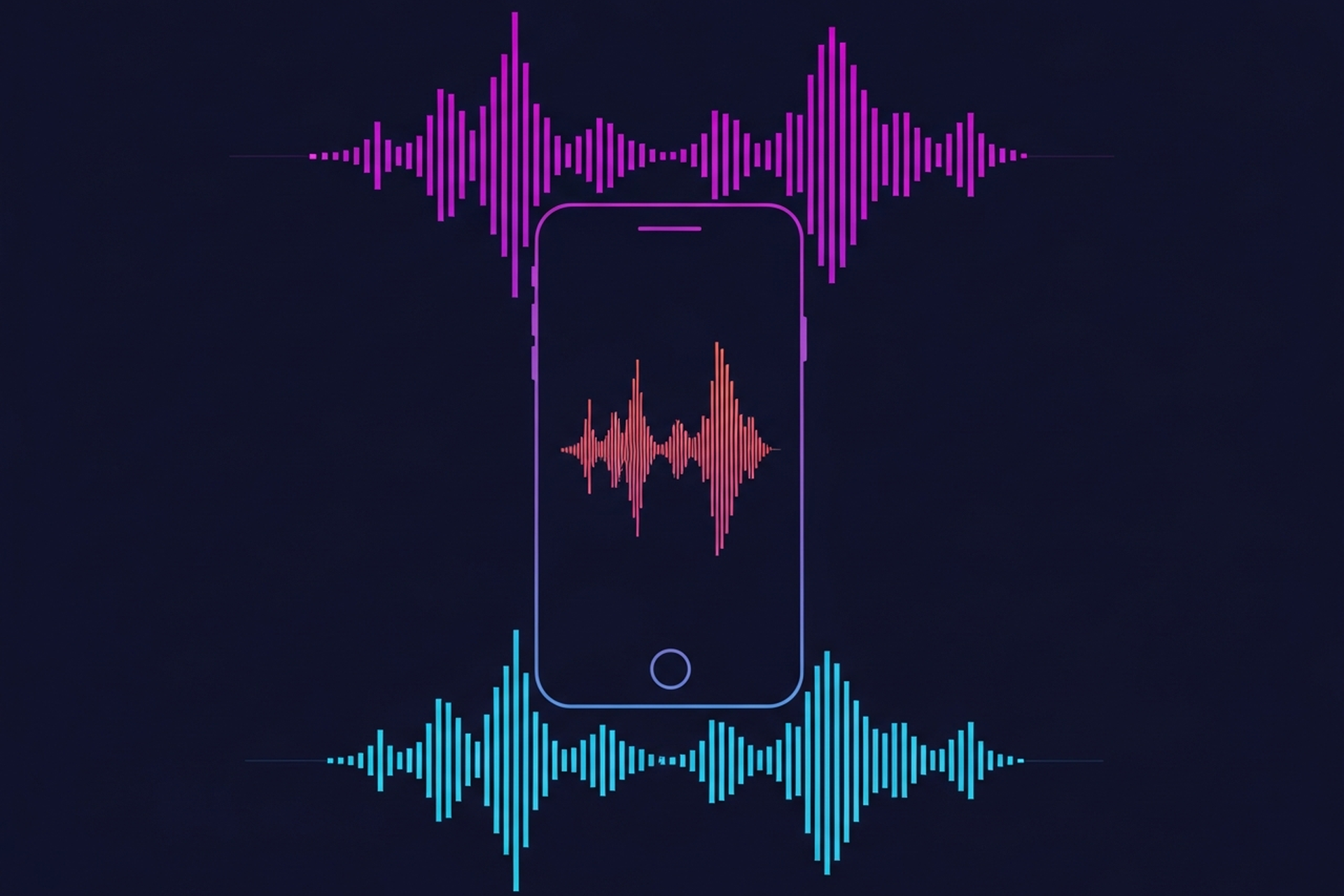 Android phone displaying a podcast audio recording app waveform