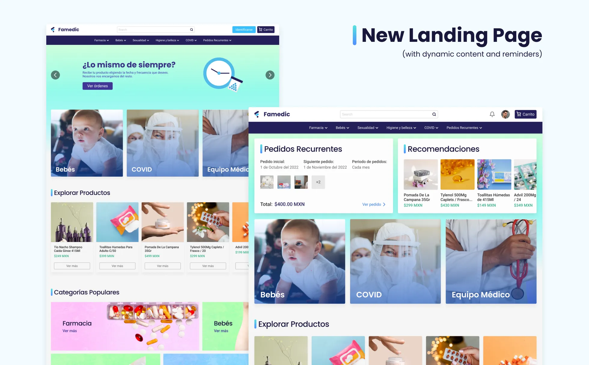New Landing Page (with dynamic content and reminders)