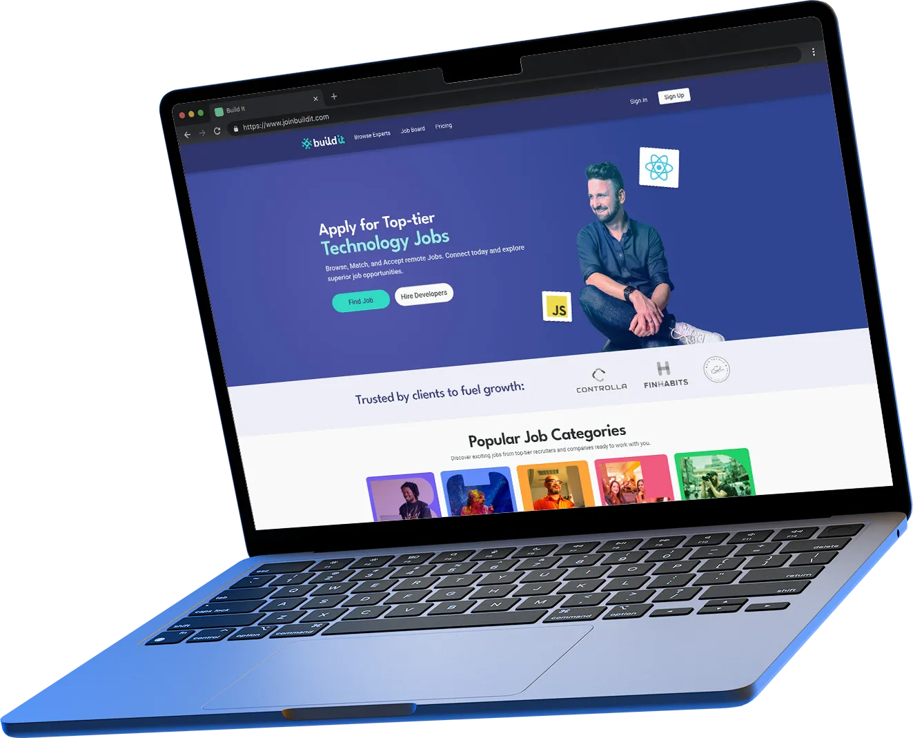An apple laptop with Build It on it.