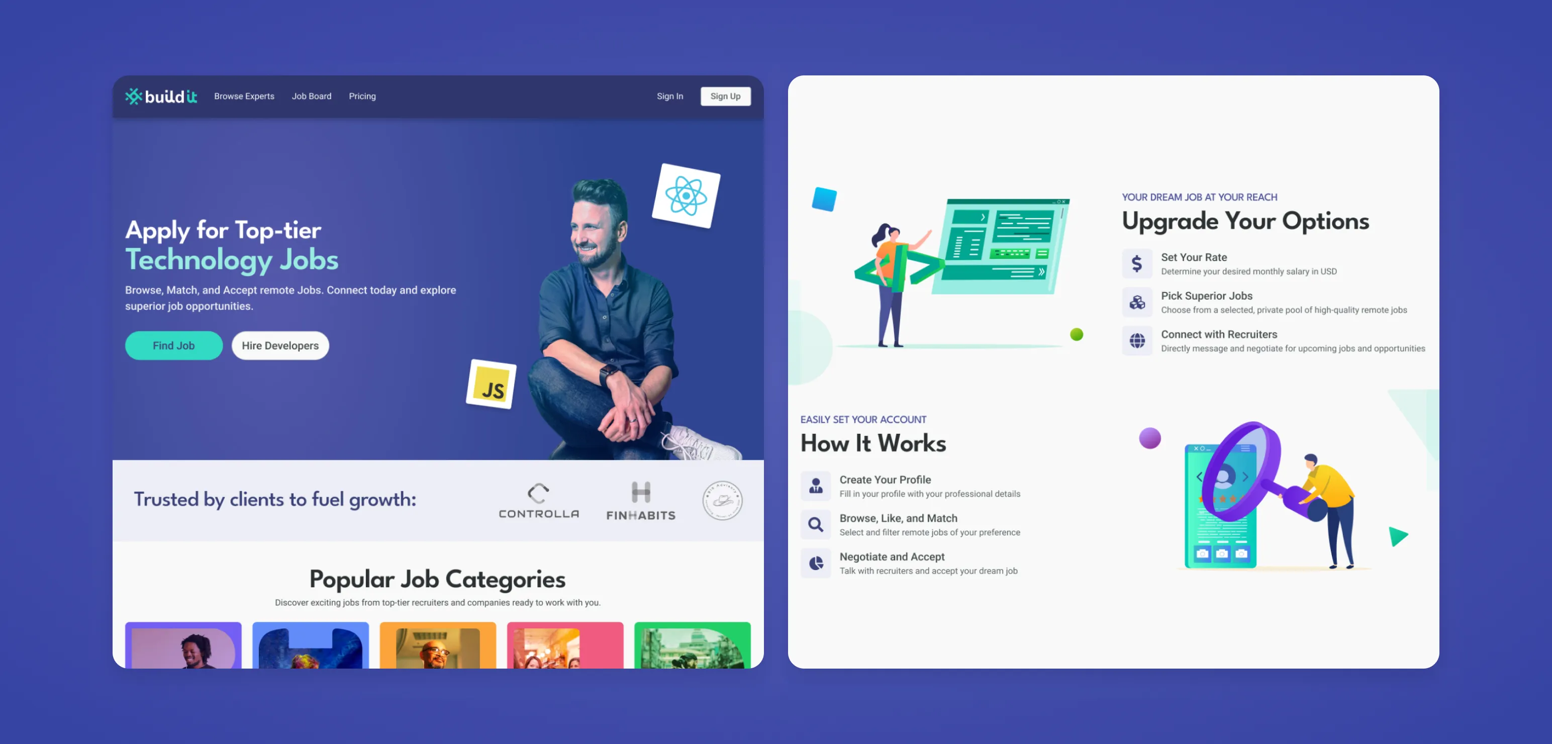 Build It's landing page made for job seekers.