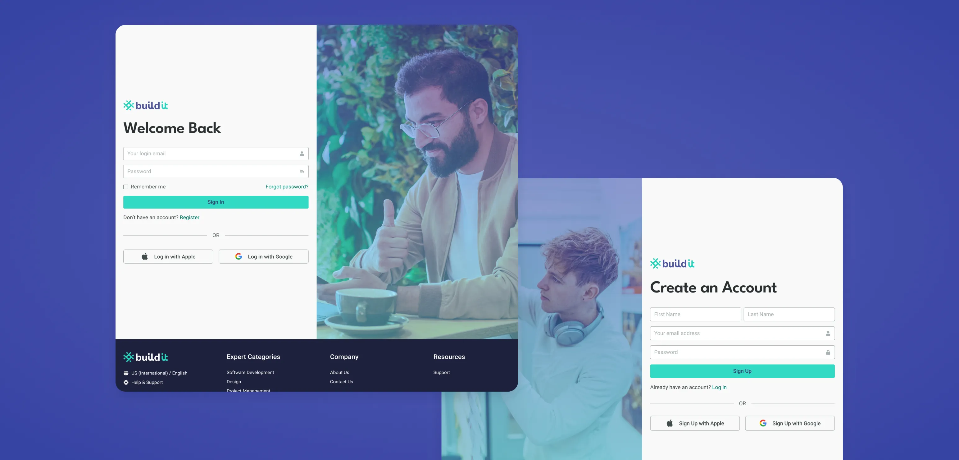 A sign up and sign in page.