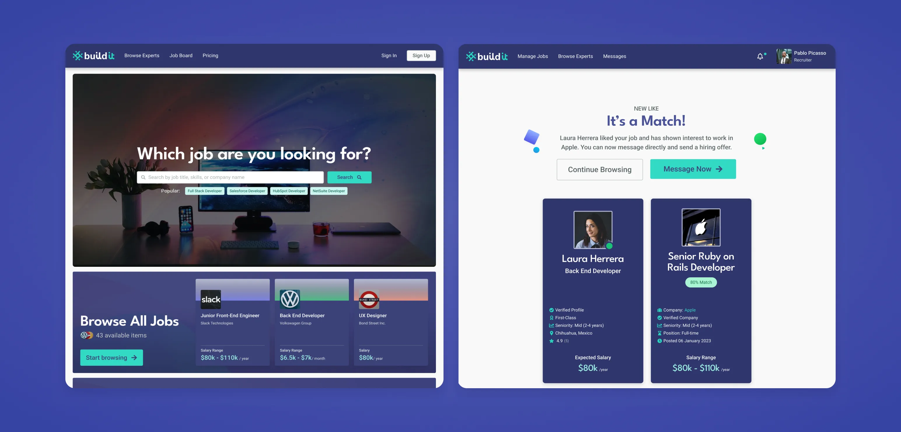 A browsing page made for job seekers.