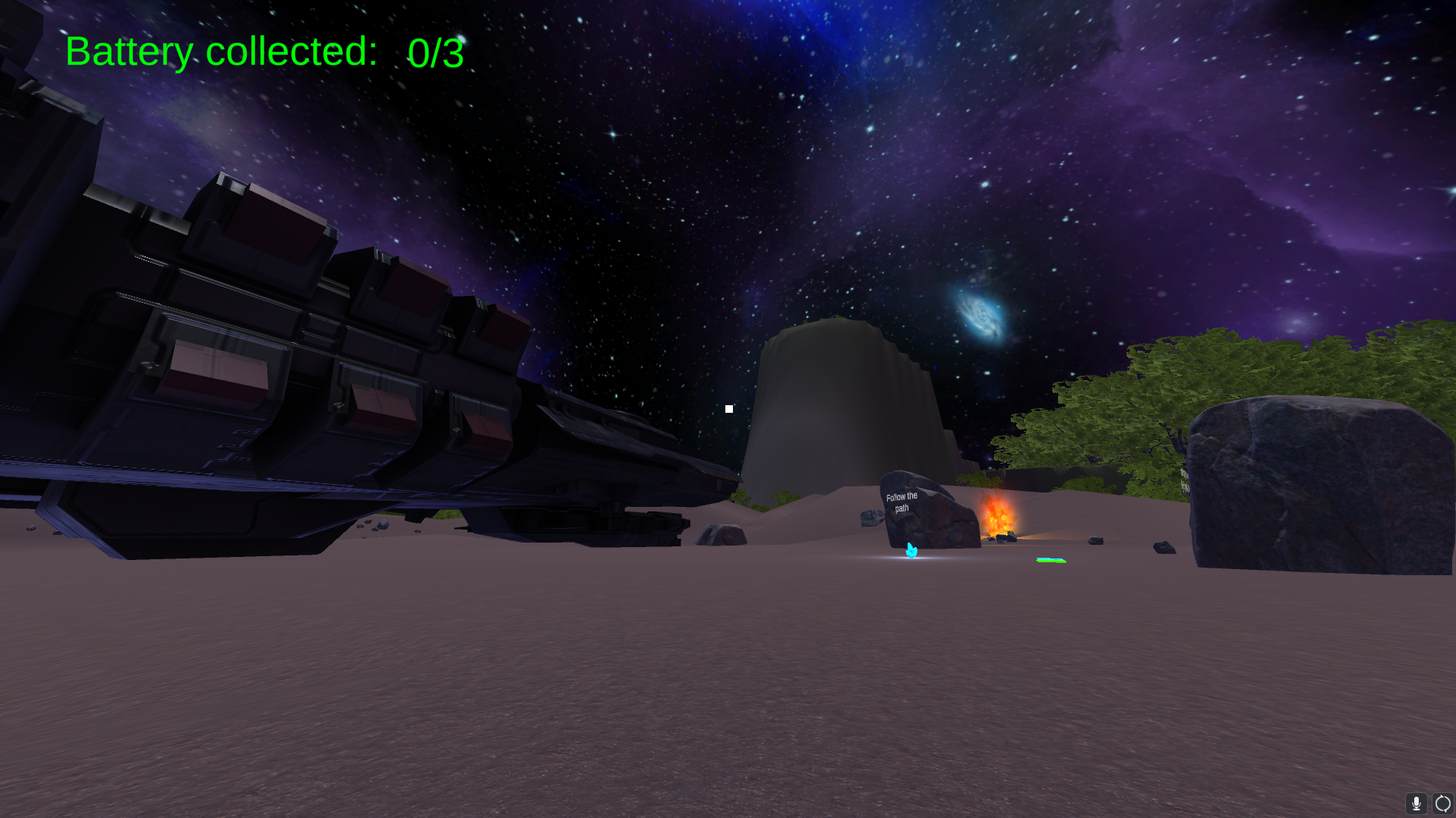 View of the spaceship in the 3D world