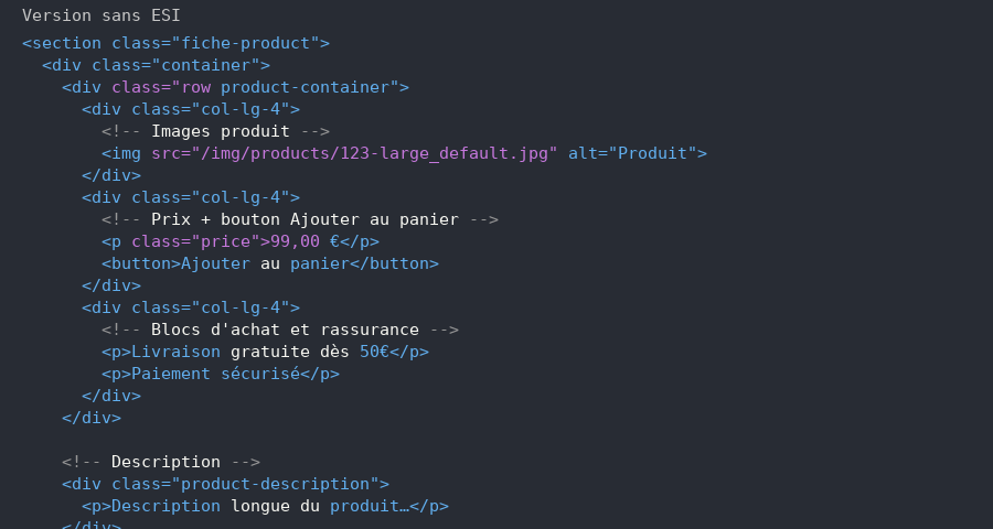 code de la version sans ESI