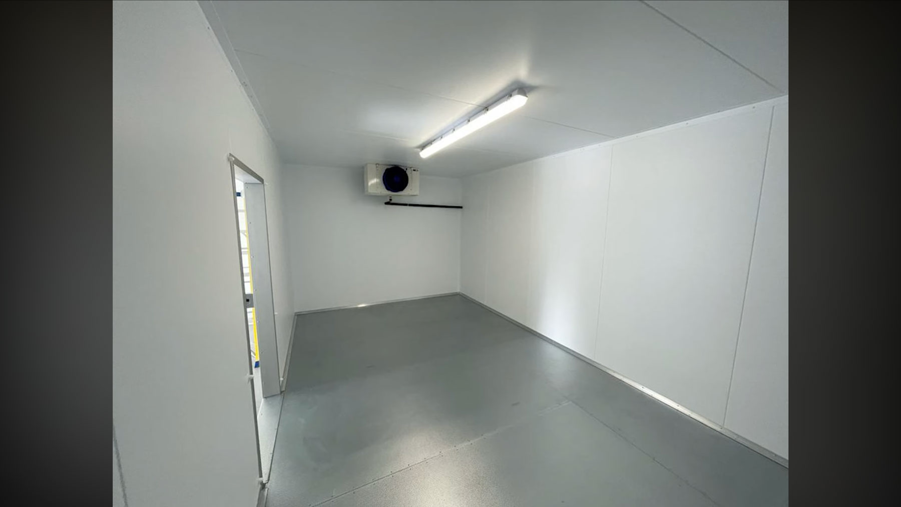 Inside a walk in freezer unit