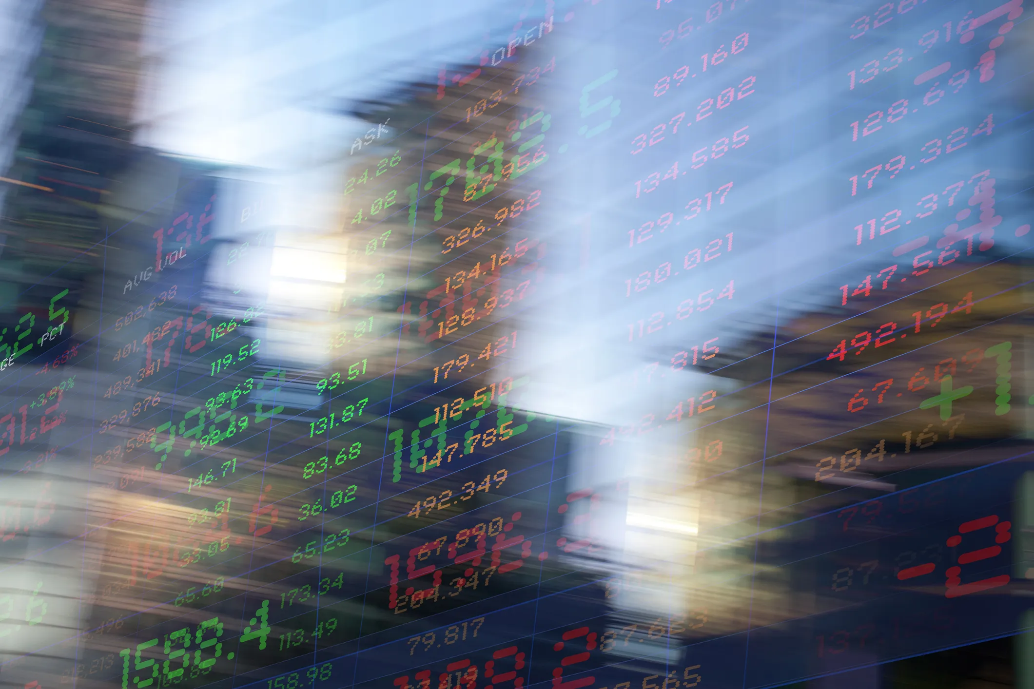 Blurred stock market ticker representing financial communications 