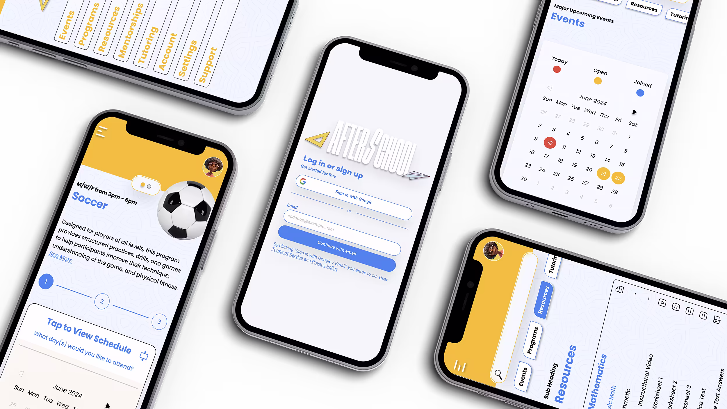 An image of several phone mockups from the Google UX Design AfterSchool project 