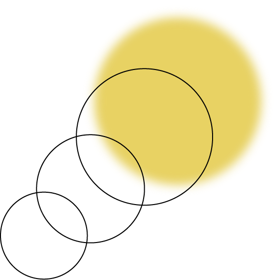 icon and diagram of circles overlapping to create a telescope