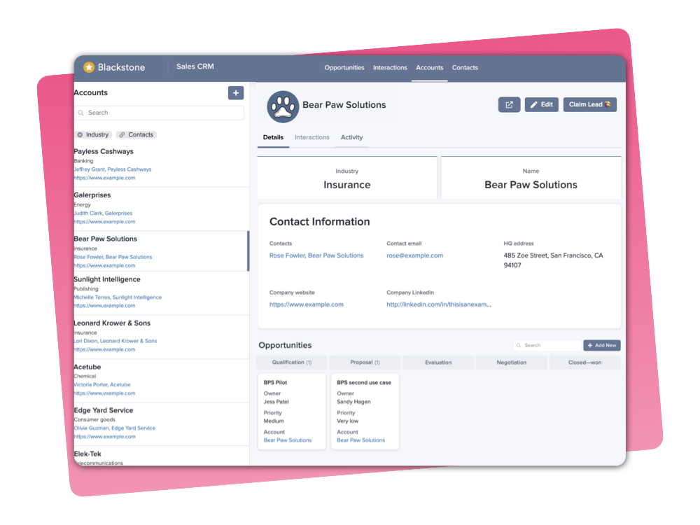 Exemple d'un portail client avec CRM
