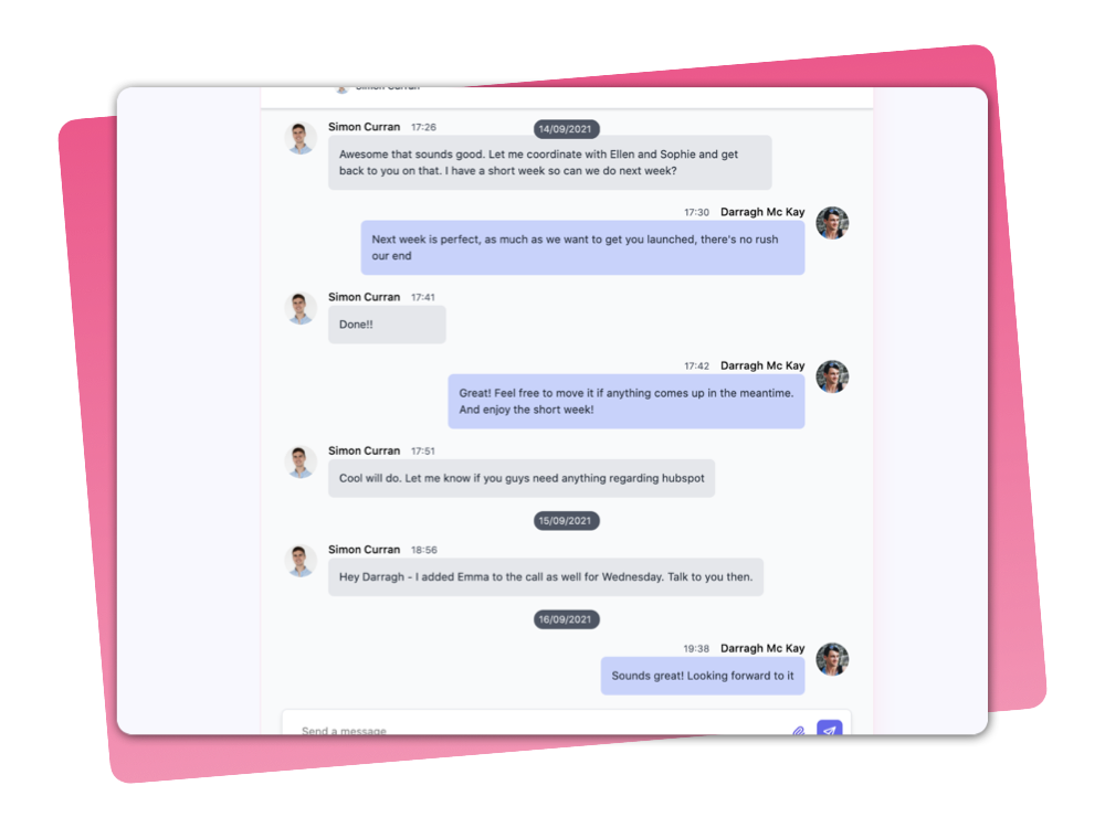 Exemple d'un portail client avec communication par message