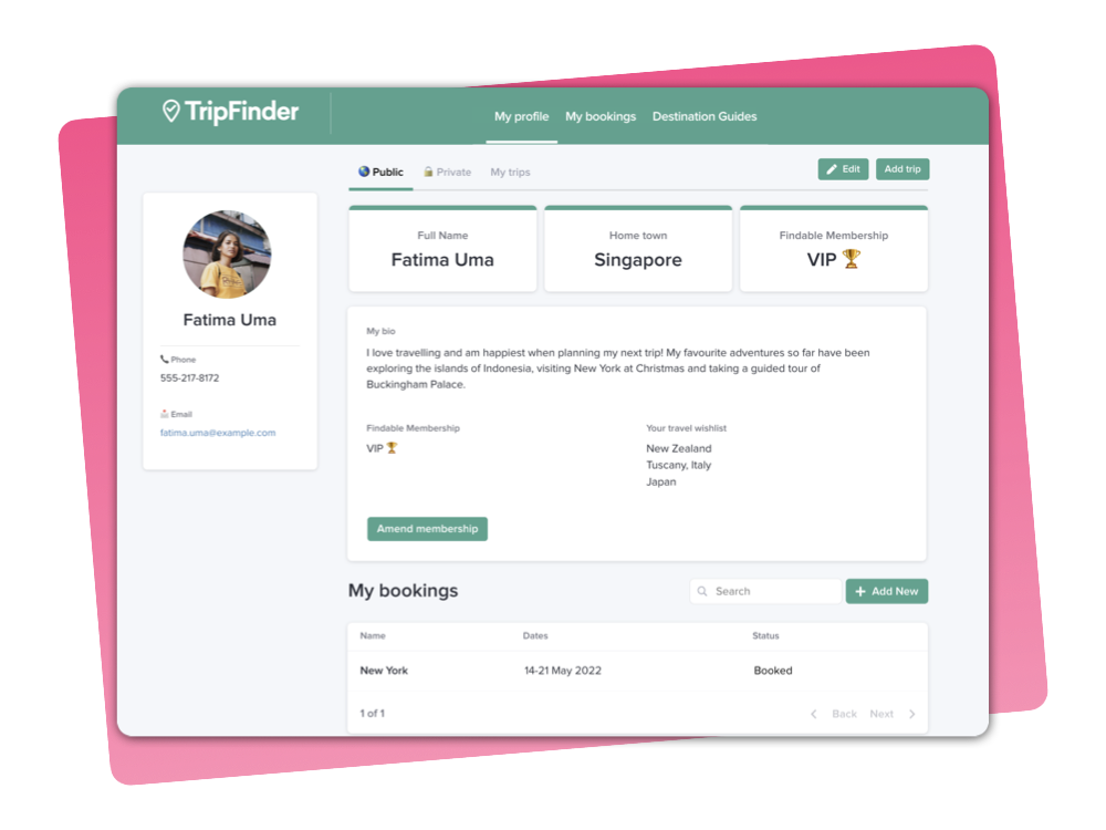 Exemple d'une interface avec portail client