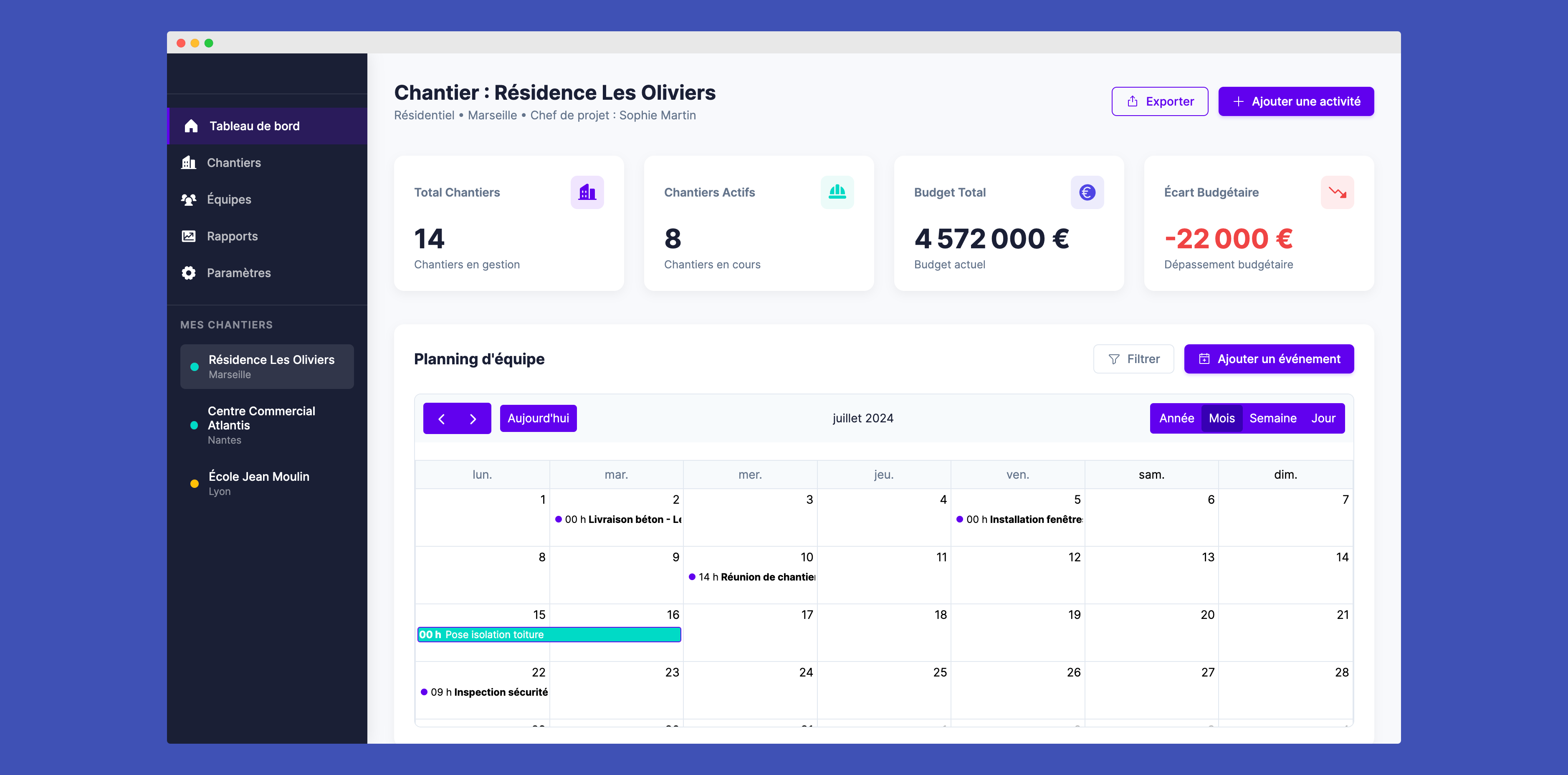 Logiciel métier pour une PME spécialisée dans le BTP