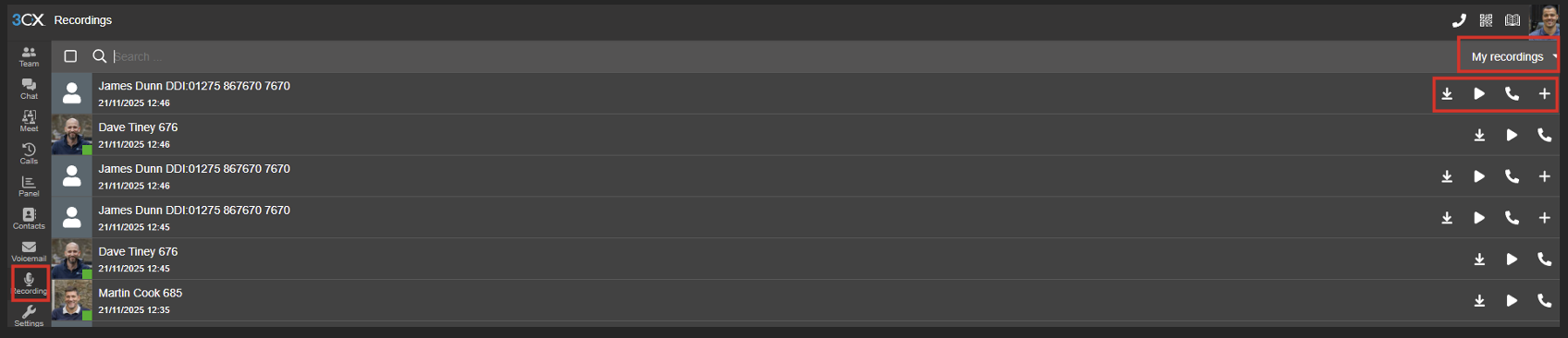 How to listen to call recordings on 3CX