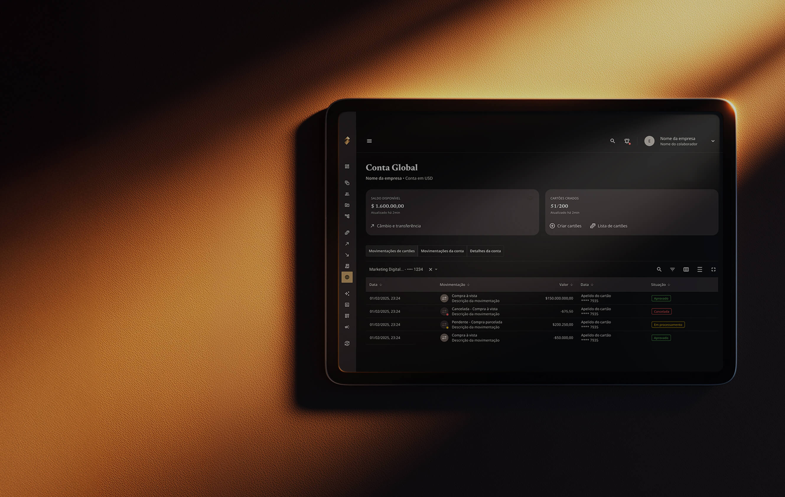 Interface Conta Global