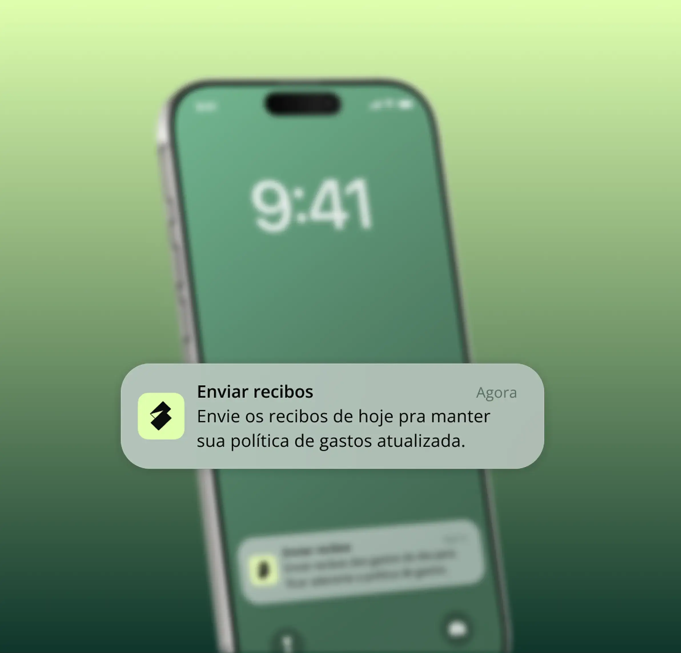 Notificação no celular sobre enviar recibos
