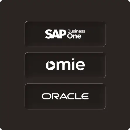 Logos da SAP, Omie e Oracle