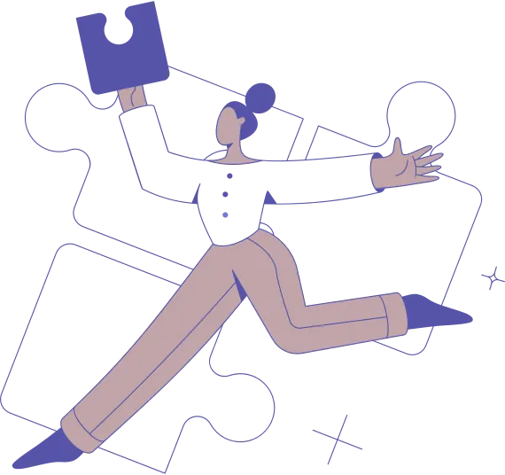 illustrated woman with puzzle pieces 