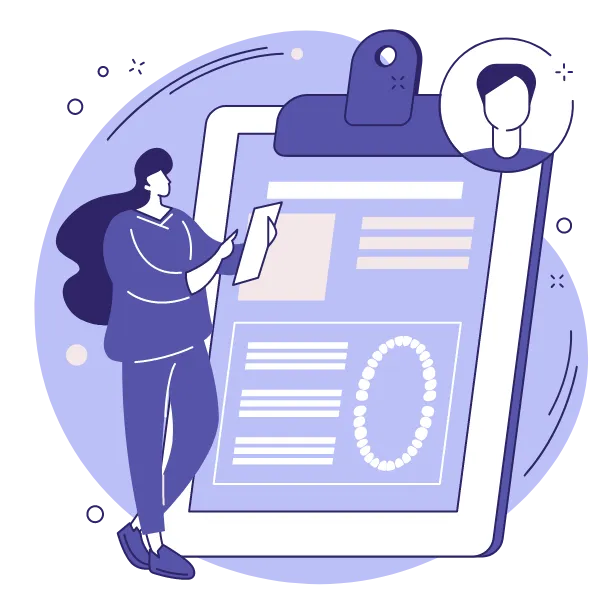 illustration of healthcare provider holding clipboard for patient chart