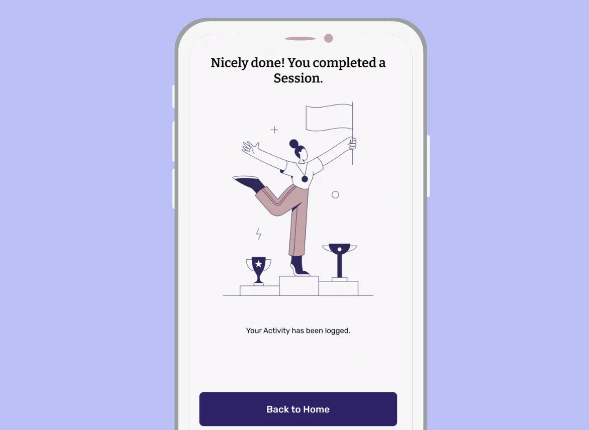 Limber Health app sessions completed screen
