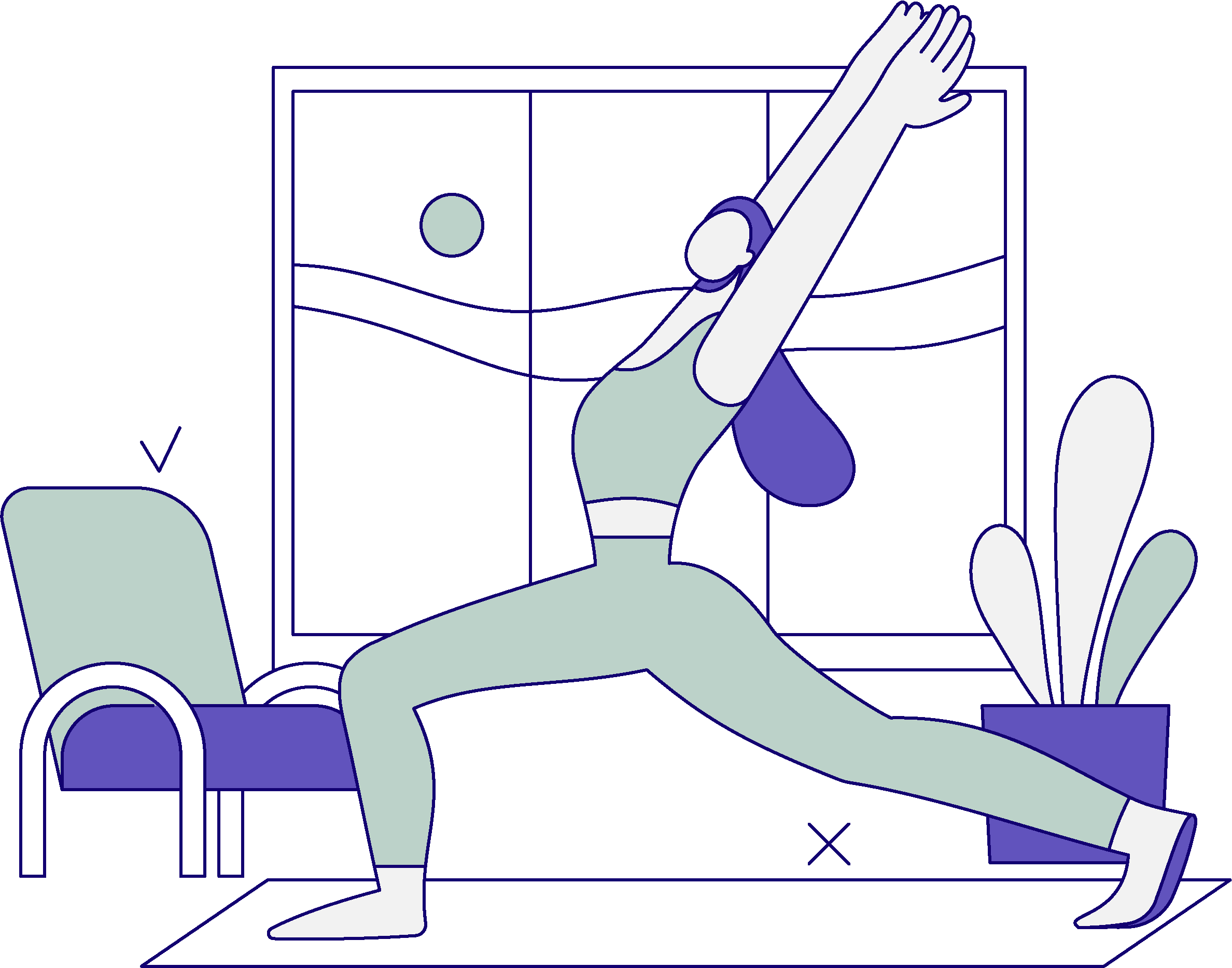 Illustration of woman exercising in living room