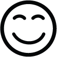 Simple black smiley face with closed eyes and a curved smile.