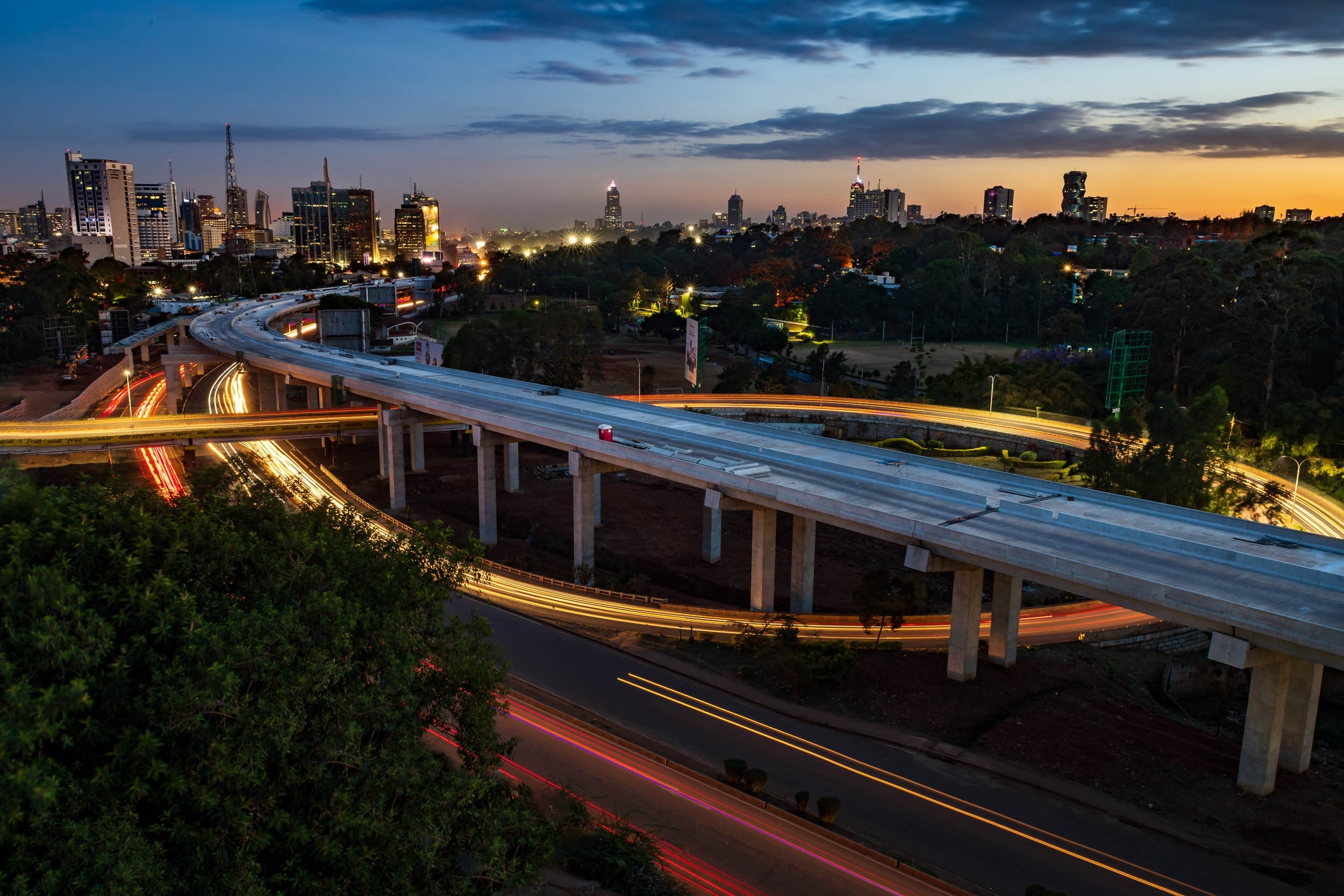 Aerial View of the Nairobi's expressway and skyline. Shutterstock.