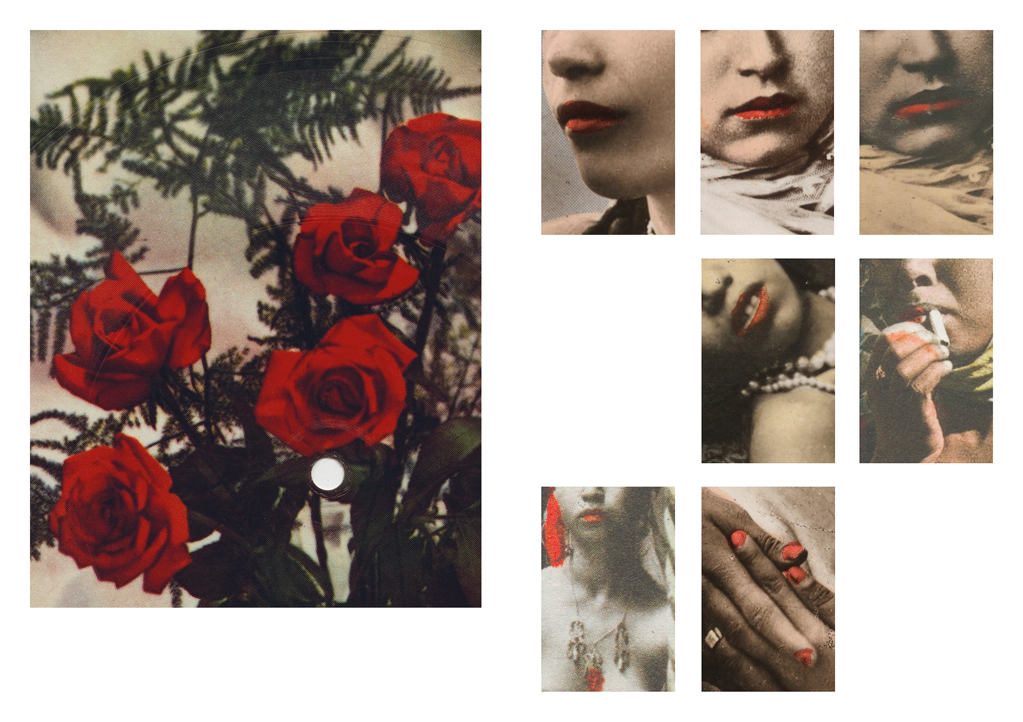 Film stills from Heroine, 2018. C19th glass plate negatives, archival photographs and prints transferred on to 4K, video, colour, sound, vinyl wallpaper 3 min. loop, audio written and read by the artist.