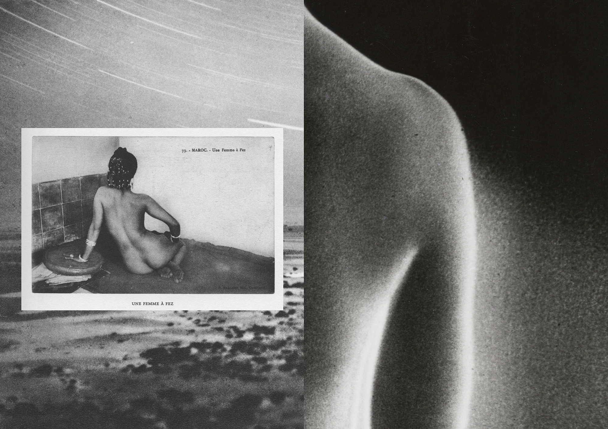 Film stills from Heroine, 2018. C19th glass plate negatives, archival photographs and prints transferred on to 4K, video, colour, sound, vinyl wallpaper 3 min. loop, audio written and read by the artist.