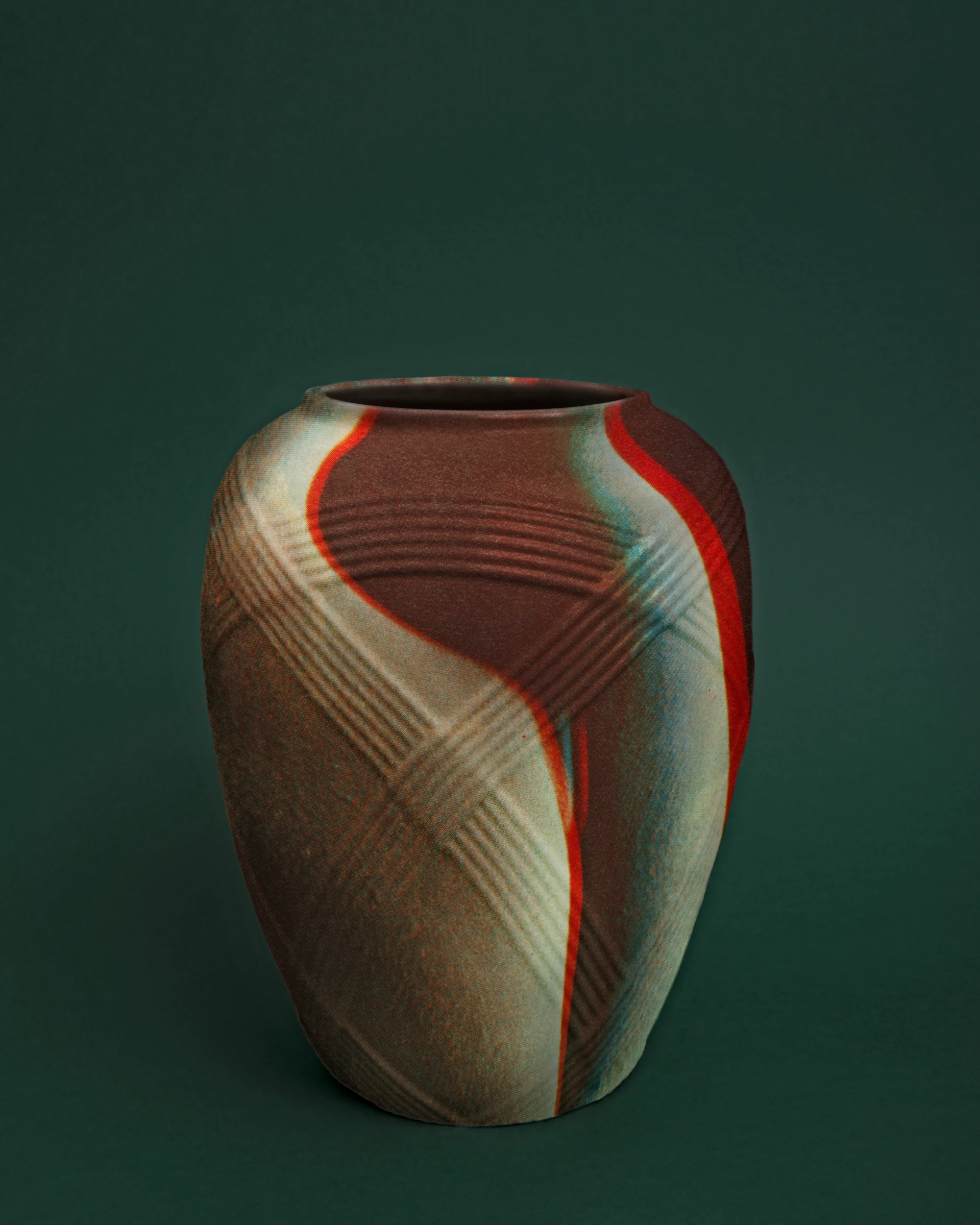Simulation IX―Perception of a Three-dimensional Composition, Precession of the Feminine. Anaglyphe on vase with relief detail.