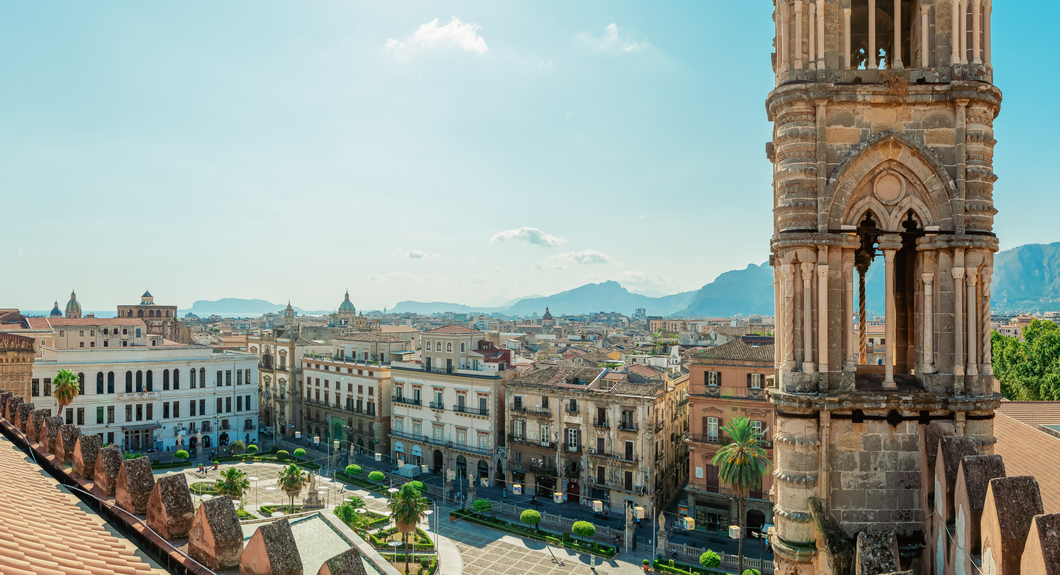 Panoramasicht auf Palermo vom Dach der Kathedrale