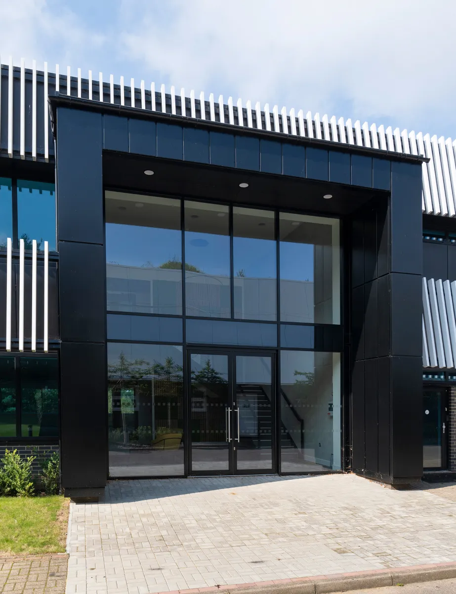 The large glass entrance.