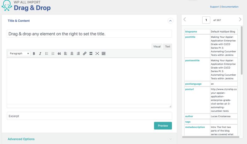 HubSpot to WordPress migration map field