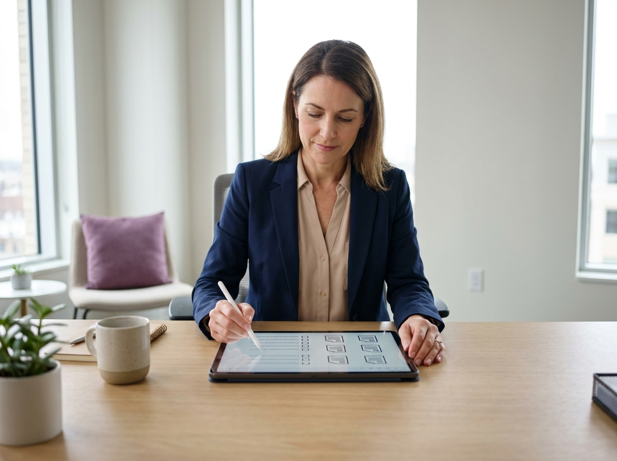 Responsable de cumplimiento revisando un checklist de auditoria STPS