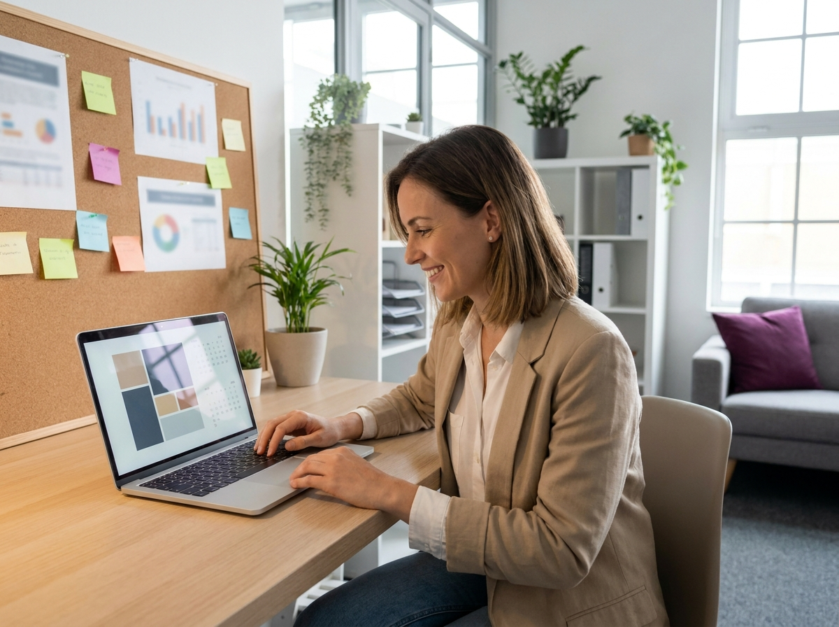 Especialista de comunicacion interna revisando el plan de adopcion del LMS