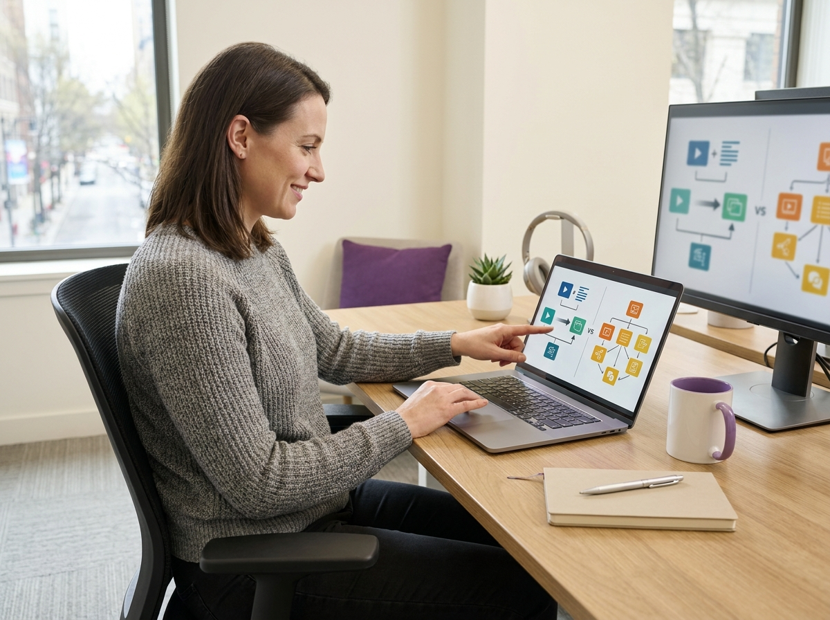 Especialista tecnico comparando estandares de contenido SCORM y xAPI