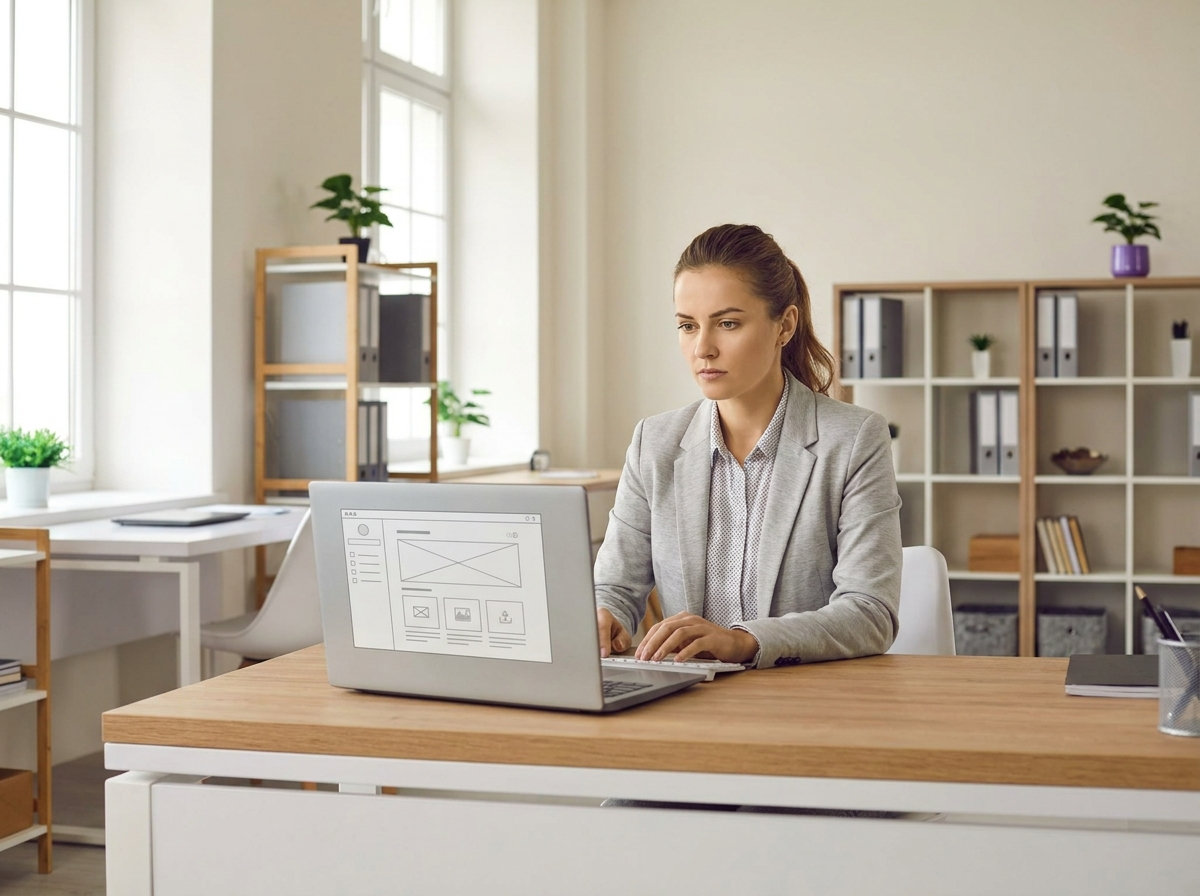 Especialista revisando un constructor de evaluaciones en el LMS