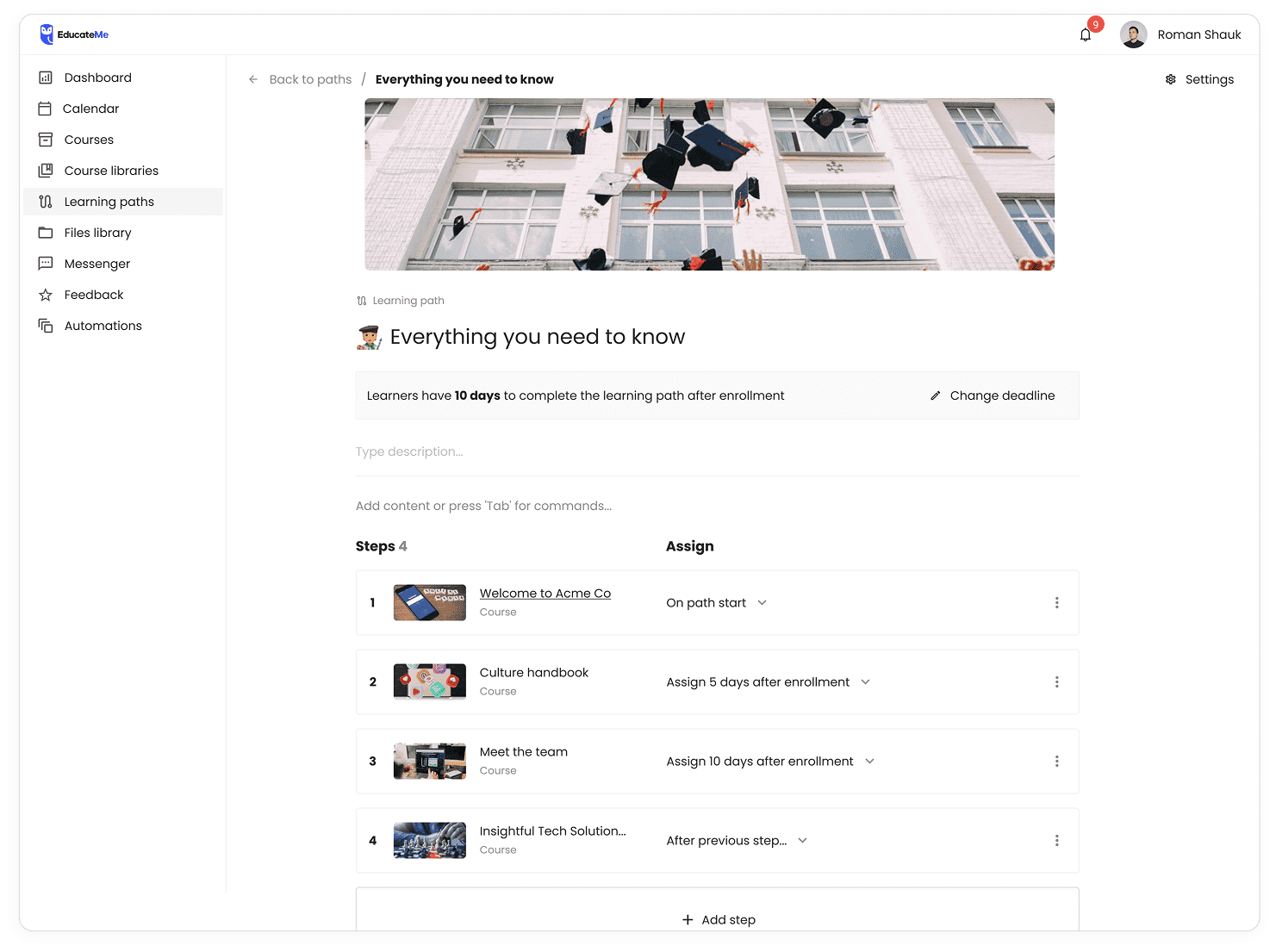 EducateMe Custom Learning Paths