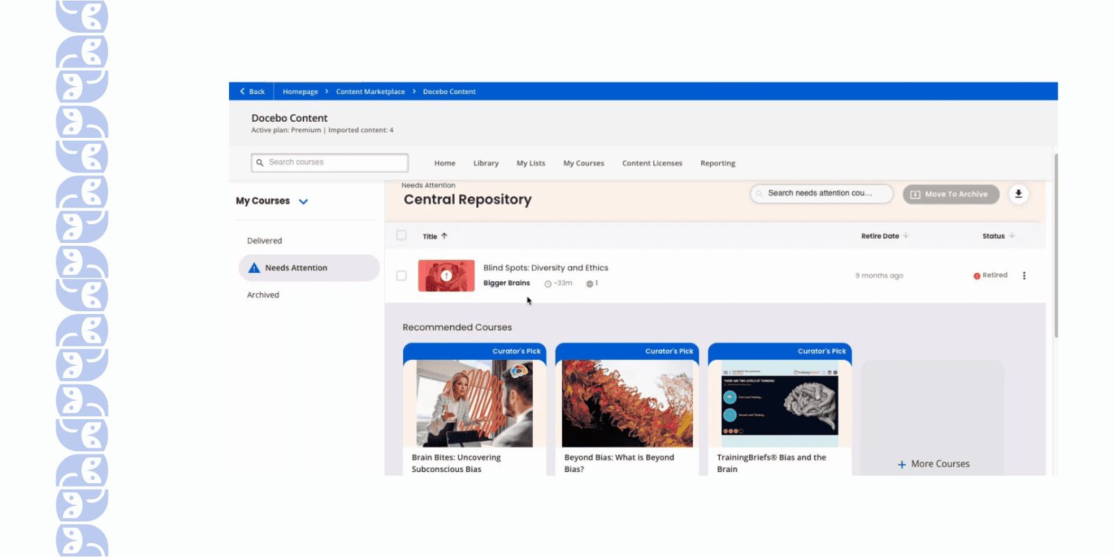 Docebo automatically suggests relevant content
