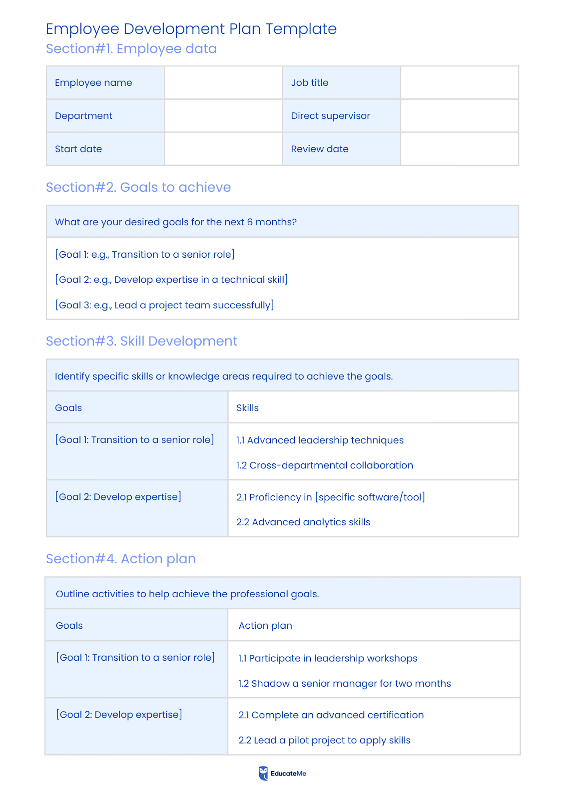 Employee Development Plan Template